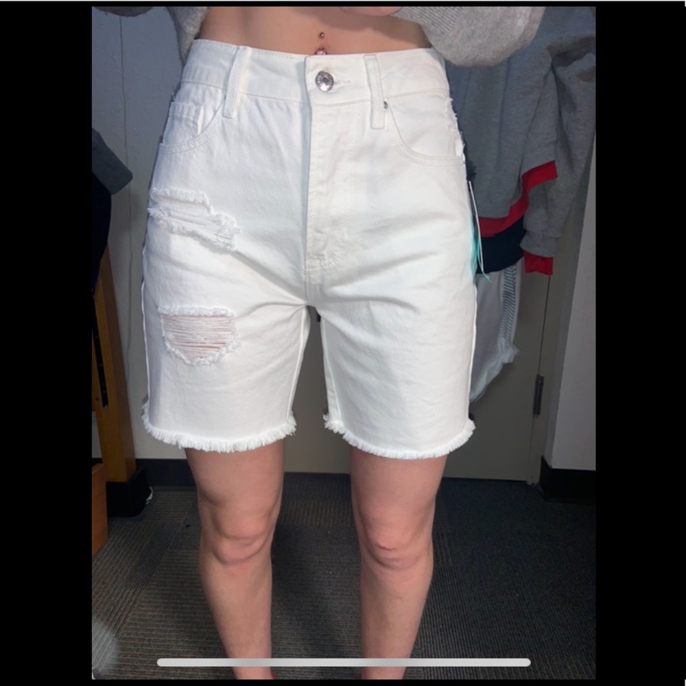 White Mom Jean Shorts